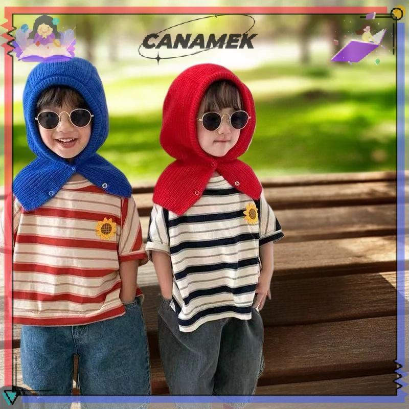 CANAMEK Mùa Đông Trẻ Em Khăn Mũ Thời Trang Sọc Đan Mũ Bảo Vệ Tai Trẻ Em Balaclava Mũ Đội Đầu 1-6 Tuổi Bé Có Mũ Trùm Đầu Bò CSF