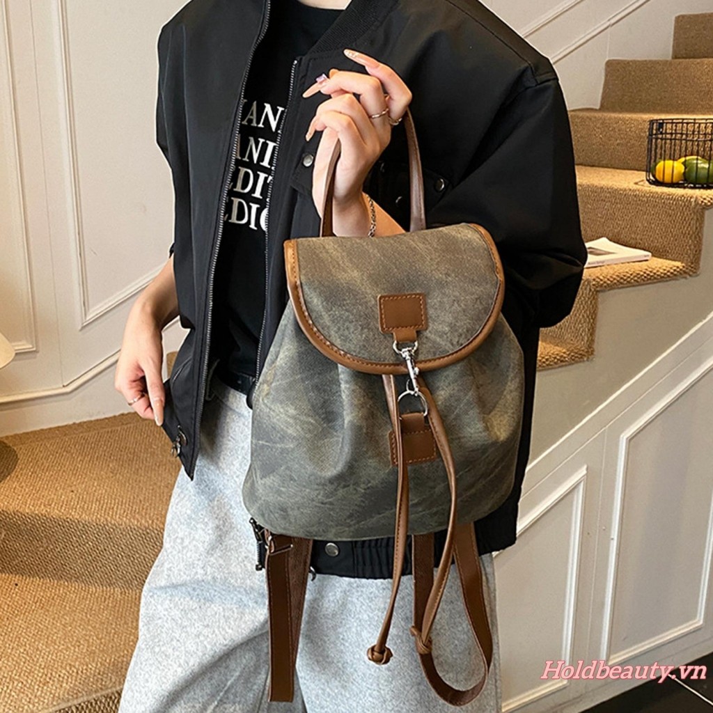 Ba lô Mini cổ điển dành cho nữ Điểm nhấn màu nâu và Ba lô thời trang cầm tay hàng đầu để sử dụng và du lịch hàng ngày