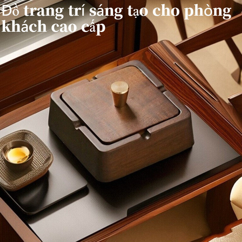 Đồ Trang Trí Nhỏ Bằng Gỗ Thật Với Nắp Kim Loại, có nắp ngăn tro bay, lõi bằng thép không g