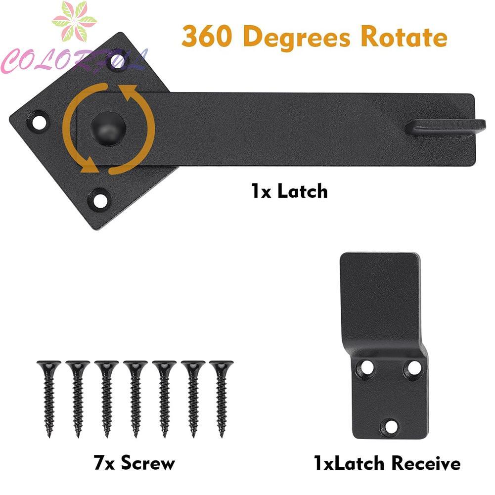 【COLORFUL】Barn Door Fence Fence Gate Flip Latch Heavy Duty Lock Reversible Black