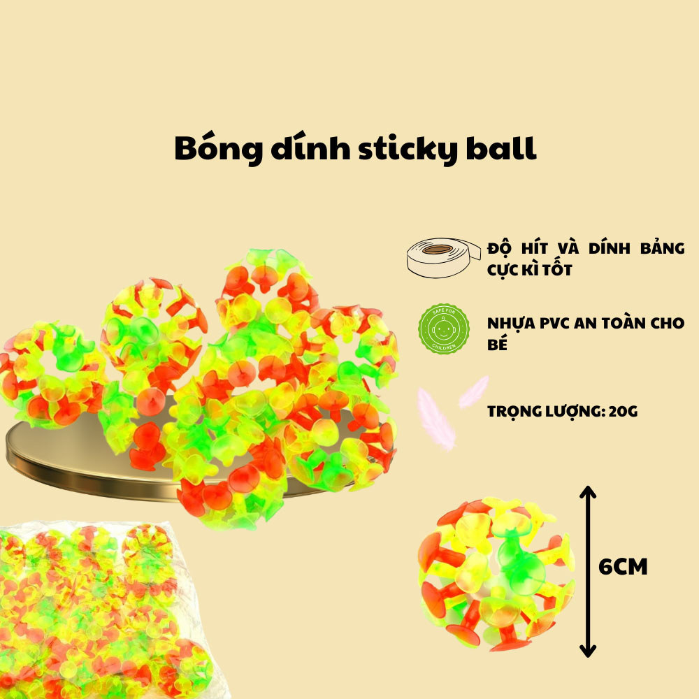 M7 Bóng dính sticky ball, bóng ném dính bảng độ hít cực tốt giáo cụ dạy học tiếng anh cho giáo viên