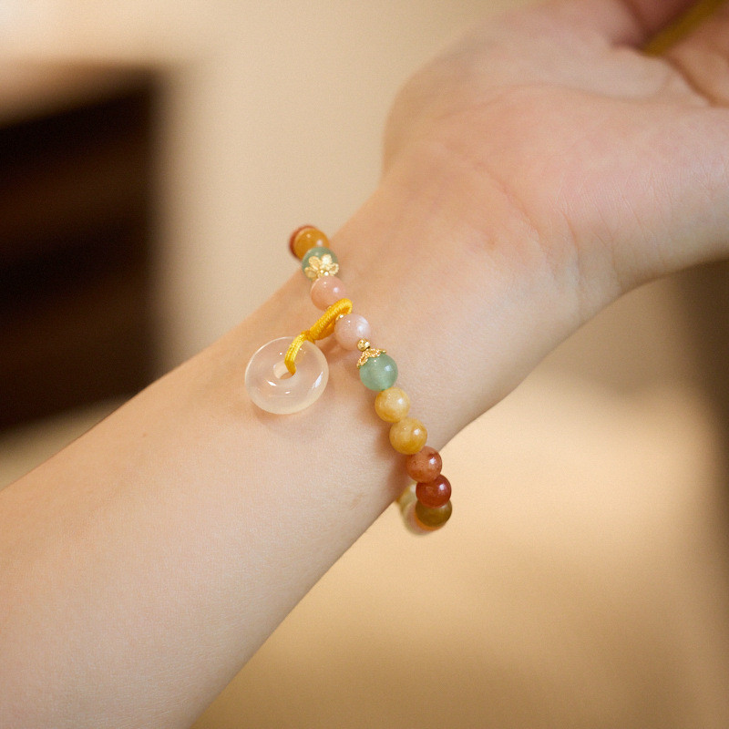 Vòng tay mã não Chalcedony lụa tự nhiên