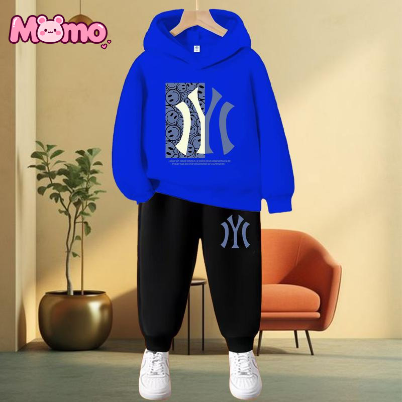 Áo Hoodie cổ tròn + Quần dài trẻ em in hình hoạt hình mềm mại thoáng khí Xu hướng thời trang bé trai / bé gái Cùng phong cách Bộ trẻ em