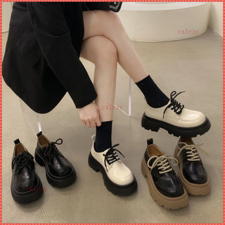 Giày da bé gái phong cách Anh 2023, dây rút, dày, slip-on