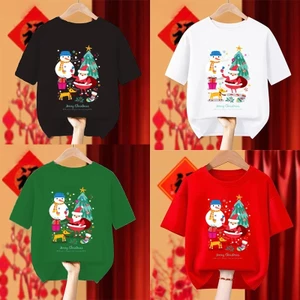 Lễ Hội Trẻ Em Giáng Sinh Áo Thun Ông Già Noel Cây Bông Tuyết Thiết Kế Ngày Lễ Đồ Họa Tay Ngắn