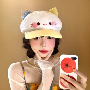 Mũ beret nữ tai mèo hoạt hình - Lớn đầu xinh, làm nhỏ khuôn mặt, dễ phối đồ, thời thượng