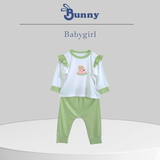 (4-15kg) Bộ quần áo cài vai Bunnybaby cho bé gái chất thun Modal mềm mát