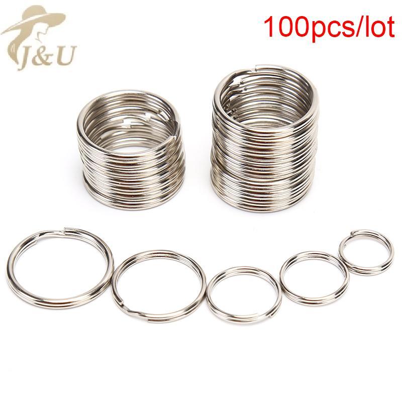 JU 100 cái/lốc móc chìa khóa DIY kim loại, phù hợp làm nhẫn vòng