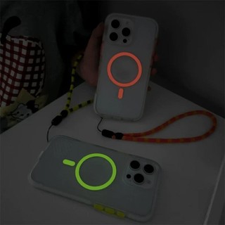 Ốp điện thoại phát sáng Hàn Quốc + Dây buộc cho iPhone 17 Air 11 12 16 15 14 13 Pro Max Vỏ mờ trong suốt Vỏ điện thoại mềm mờ Vỏ bảo vệ chống sốc