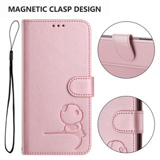 Ốp Ví Gấu Trúc Dễ Thương Cho Honor Magic 8 Pro Air 7 6 Lite X9D X9C Smart X9B X9A Thẻ Khe Cắm Ví Điện Thoại Có Dây Đeo Bảo Vệ RFID