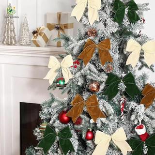 ⭐GROUS⭐10 Pieces Velvet Bow Set for Rustic Christmas Wreath and Tree Holiday Decoration