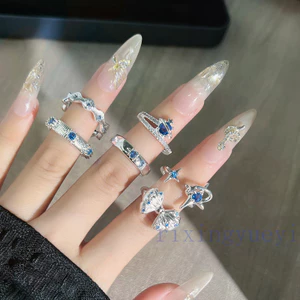 Nhẫn Nơ Nữ Bầu Trời Đầy Sao Xanh Series Nhẫn Hành Tinh Thời Trang & Ngọt Ngào
