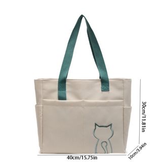 Túi Tote nylon DANBY, Túi sinh thái nhẹ thêu mèo thông thường, Túi mua sắm Túi xách sức chứa lớn Túi đeo vai nylon ngoài trời