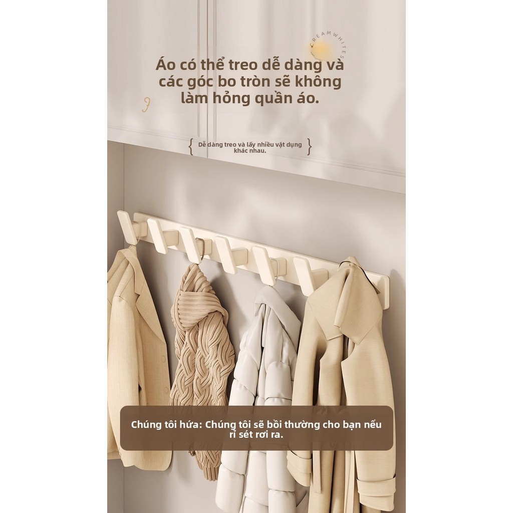 Kem Trắng Quần Áo Treo Tường Móc-Convenient Giải Pháp, Không Đục Lỗ, Chất Liệu Bền Đẹp Đẹp