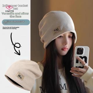 HWETR Thời Trang Chữ Dệt Kim Mũ Cotton Cho Nữ Màu Trơn Baggy Slouchy Beanie Hip Hop Thường Ngày Thu Đông Ấm Áp Mới