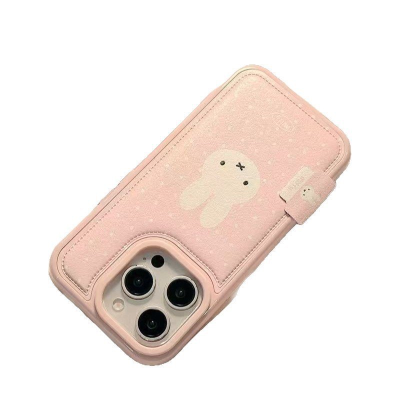 Thêu Miffy Thỏ Có Nhãn Thích Hợp Cho iPhone17PROMAX Vỏ Điện Thoại Hạt Da 16 Phong Cách Mới 15 Niche 14 Mềm