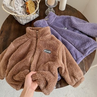 (6m-12Yrs) Mới Thu Đông Trẻ Em Flannel Áo Khoác Ngoài Bé Trai Bé Gái Nhiều Màu San Hô Lông Cừu Áo Chắc Chắn Sang Trọng Top Quần Áo Trẻ Em