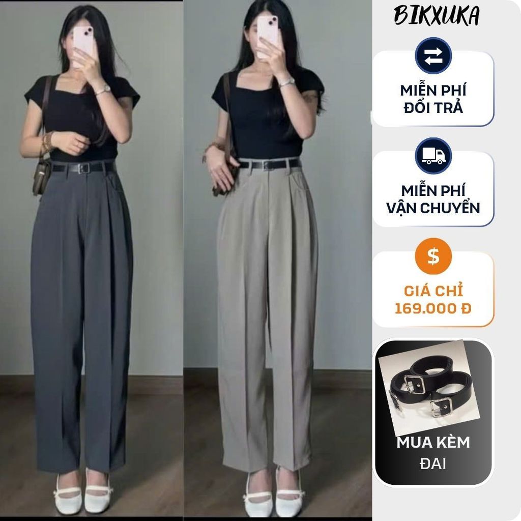 Quần công sở baggy thụng túi tròn vải gold nhật cao cấp , lưng cao cạp cao phong cách hàn quốc Q02