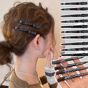 Kẹp Tóc Mèo Kim Loại Kawaii 5/10/15 Cái, Kẹp Vô Hình Cho Bangs, Màu Đen Mát Mắt