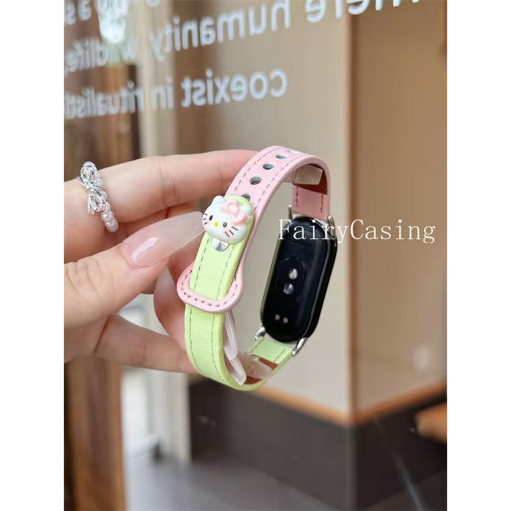 Dây Da Hoạt Hình Thích Hợp Cho Xiaomi Band 10 9 8 NFC Cho Mi Band 3 4 5 6 7 Cho Mi Band 8Pro 9 / 10 Pro Dây Đeo Tay