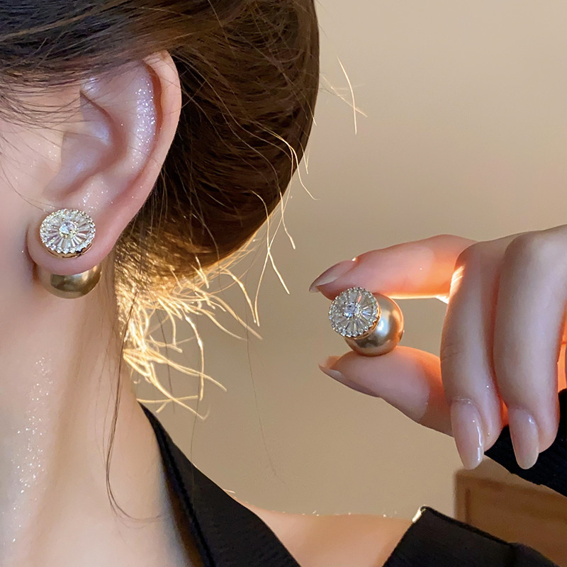 Bông Tai Nữ Retro Zircon và Ngọc Trai, Phong Cách Sang Trọng, Giá Rẻ