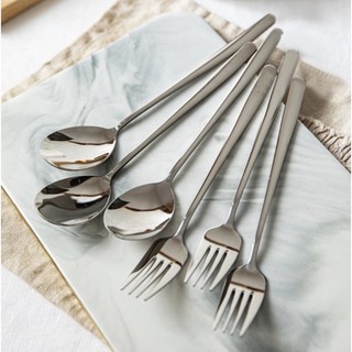 1 / 3 / 5 Chiếc Thìa Nĩa Tay Cầm Dài Làm Dày - Nhà Bếp Inox Hàn Quốc Đồ Ăn Cao Cấp