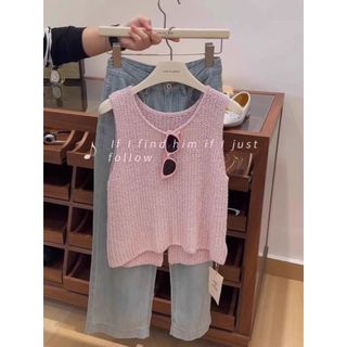 Áo Vest Không Tay Chất Lượng Cao Màu Hồng Cho Bé Gái, Thiết Kế Niche, Phong Cách Cơ Bản Sang Trọng