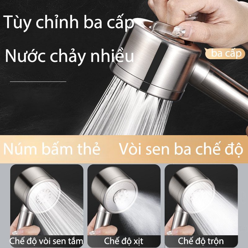 Vòi hoa sen tăng áp inox 304, 3 chế độ phun nước, xoay để chuyển đổi, tia nước nhỏ với khả năng tăng áp mạnh mẽ