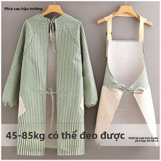 Tạp dề bếp lụa gai dài tay nữ mới - Chống bẩn bền bỉ, thoáng khí, dùng nhà nấu ăn