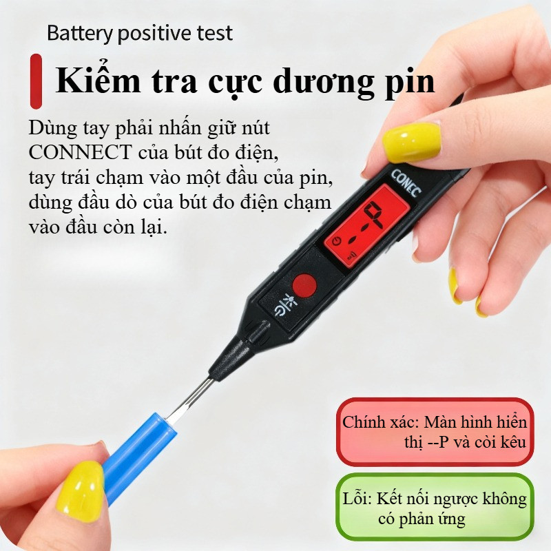 Bút Đo Điện Thông Minh Màn Hình LCD Kiểm Tra,Điện trở thử nghiệm trực tiếp với đèn Bút đo điện kỹ thuật số DC