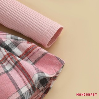 MG-Baby Girl Fall Trang Phục Dài Tay Kẻ Sọc In Váy Body Có Băng Đô Tất Bộ Quần Áo Trẻ Sơ Sinh