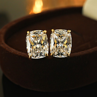 Bông tai trắng zircon 8*10mm phong cách châu Âu - Mỹ, thiết kế đơn giản