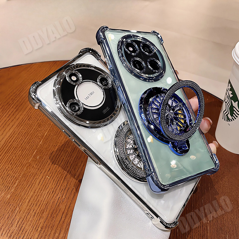 Ốp điện thoại cho Honor X9A X9B X9C 5G X9 A B C X 9A 9B 9C Mạ trong suốt Vỏ silicon mềm chống sốc Ốp điện thoại bảo vệ chống rơi Ốp điện thoại có giá đỡ con quay hồi chuyển gấp