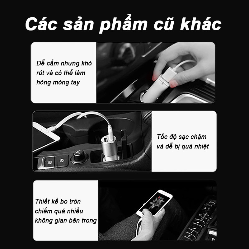 Tẩu Sạc Nhanh Ô Tô 100W – 1 Cổng USB & Type-C, Sạc Siêu Tốc, Thiết Kế Kim Loại Sang Trọng, Bền Bỉ