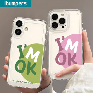 Ốp Điện Thoại Ibumipers Phong Cách Tươi "Tôi OK" Vỏ Chống Sốc Mềm Trong Suốt Tối Giản Cho iPhone 11 12 13 14 15 16 Pro Max IP 7 8 Plus Iphon X XS XR Xs max