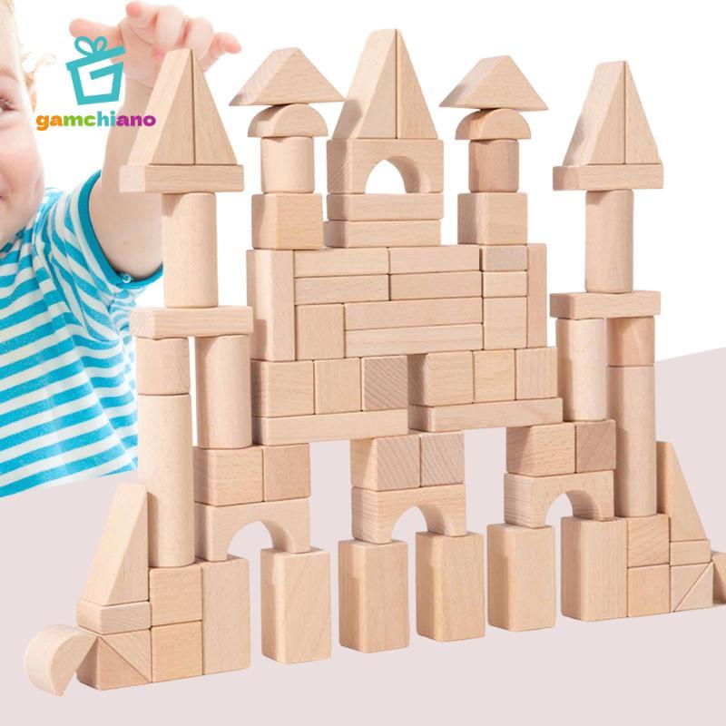 Gamchiano Gỗ Khối Xây Dựng Nhận Dạng Cho Trẻ Em Mầm Non Cha Mẹ Trò Chơi Trẻ Em Quà Tặng DIY Giáo Dục Sớm Đồ Chơi Xếp Chồng Khối Đồ Chơi Cảm Giác