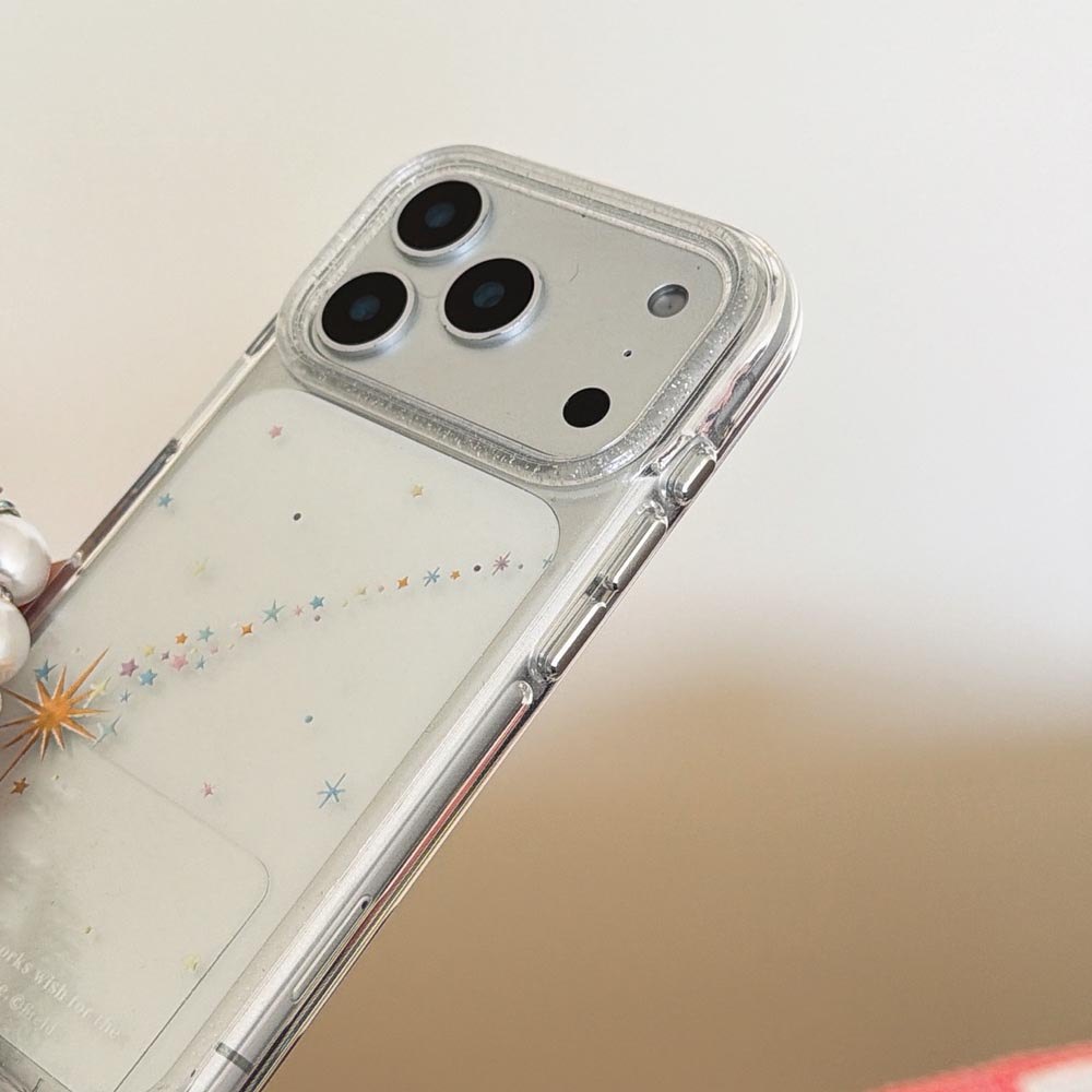 Ốp lưng cứng trong suốt Tương thích với iPhone 13 14 14Pro 14ProMax 15 15Pro 15ProMax 16 16Pro 16ProMax 17 17Pro 17ProMax Ốp họa tiết sao băng vàng