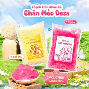 Thạch 3Q Chân Mèo DESA 1Kg Vị Phô Mai Và Đào Hồng, Topping Decor Cho Mọi Món Trà Thơm Ngon