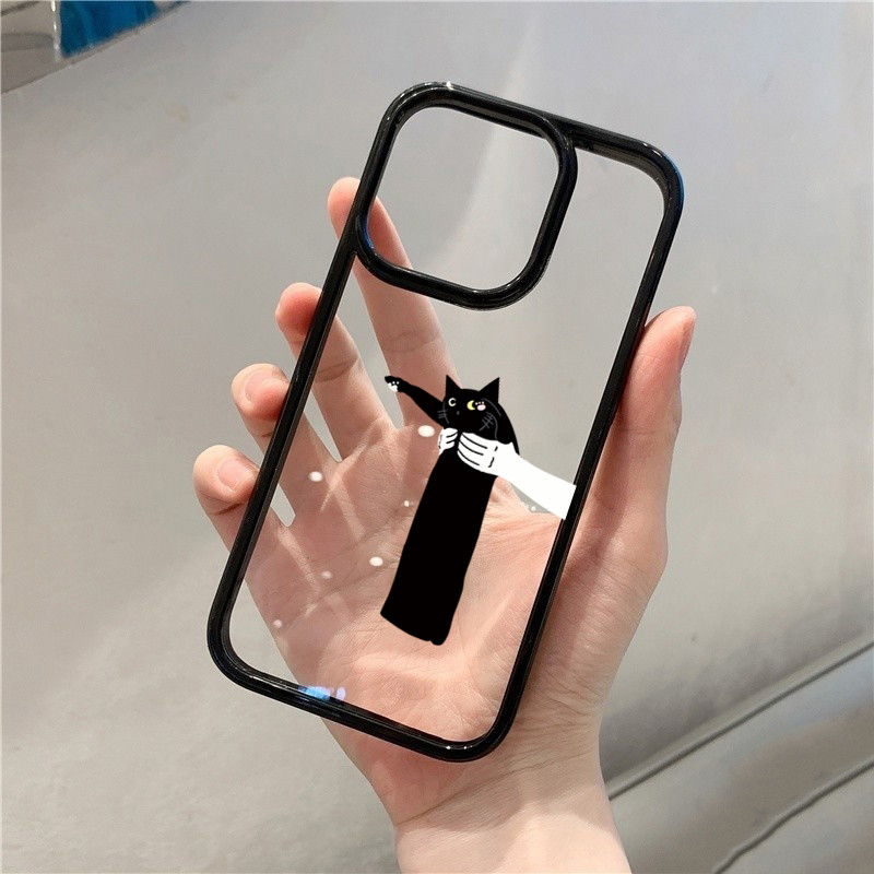 Dành Cho Samsung S24 S25 Ultra S24 S23 FE S23 S22 S21 Plus S20 S21 FE Mèo Lười Dễ Thương Trong Suốt Chống Sốc Bìa Cứng