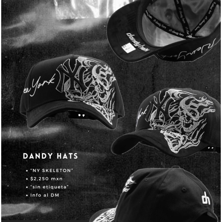 Mũ NY SKELETON DANDY Mái hiên cong Mũ Snapback có thể điều chỉnh được Chip N.F.C được thiết kế đặc biệt có thể quét
