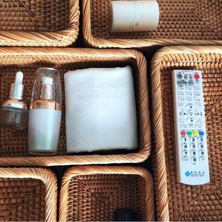 Tự Nhiên Phong Cách Mục Vụ Handmade Mây Để Bàn Bàn Cà Phê Giỏ Chứa Đồ Thích Hợp Cho Gia Đình Phòng Khách Phòng Ăn Nhà Bếp Đồ Chơi Trái Cây Đồ Ăn Nhẹ Đồ lặt vặt Bảo Quản