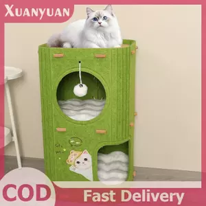 XUAN Tấm nỉ nhiều lớp Khung leo núi Giường lỗ cây hai lớp Thích hợp cho mọi mùa và nhiều mèo VN