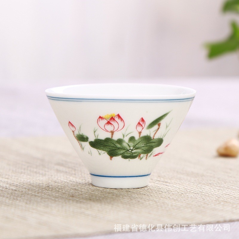 Chén Sứ Cảnh Đức Dùng Thưởng Trà Bằng Sứ Thanh Khiết Thấu Quang Dung Tích 50 ml