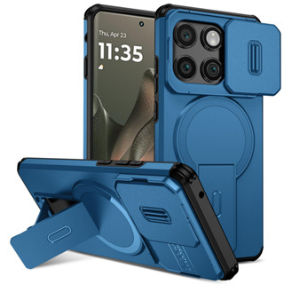 Dành Cho Motorola Moto Edge 2025 Ốp điện thoại Trượt Camera Đứng Ẩn Từ Tính Sẵn Sàng Lưng Cứng Khung Silicon Mềm Chống Rơi Mỏng Bao