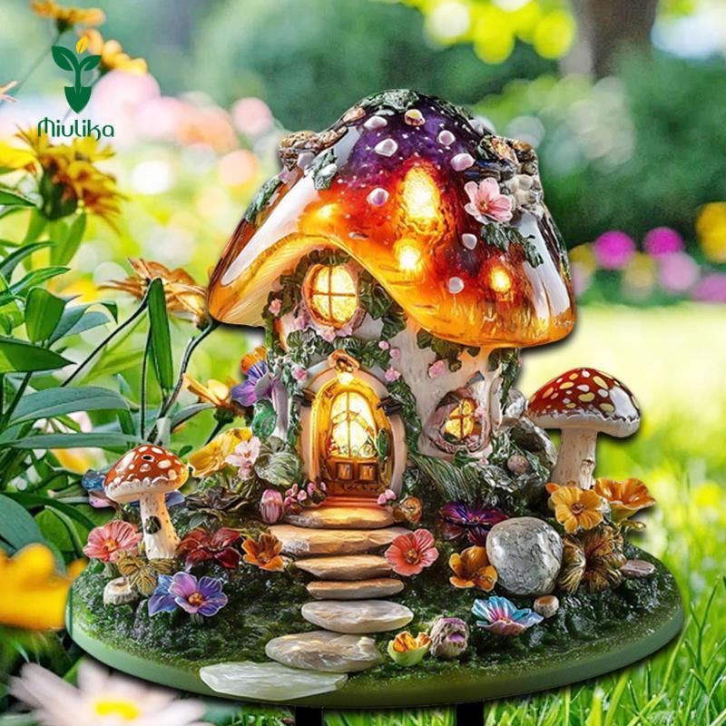 Miulika Garden Cọc Là Ngôi Nhà Nấm Trang Trí Sân Vườn Và Bãi Cỏ Ký Hiệu Một Khu Vườn Cổ Tích