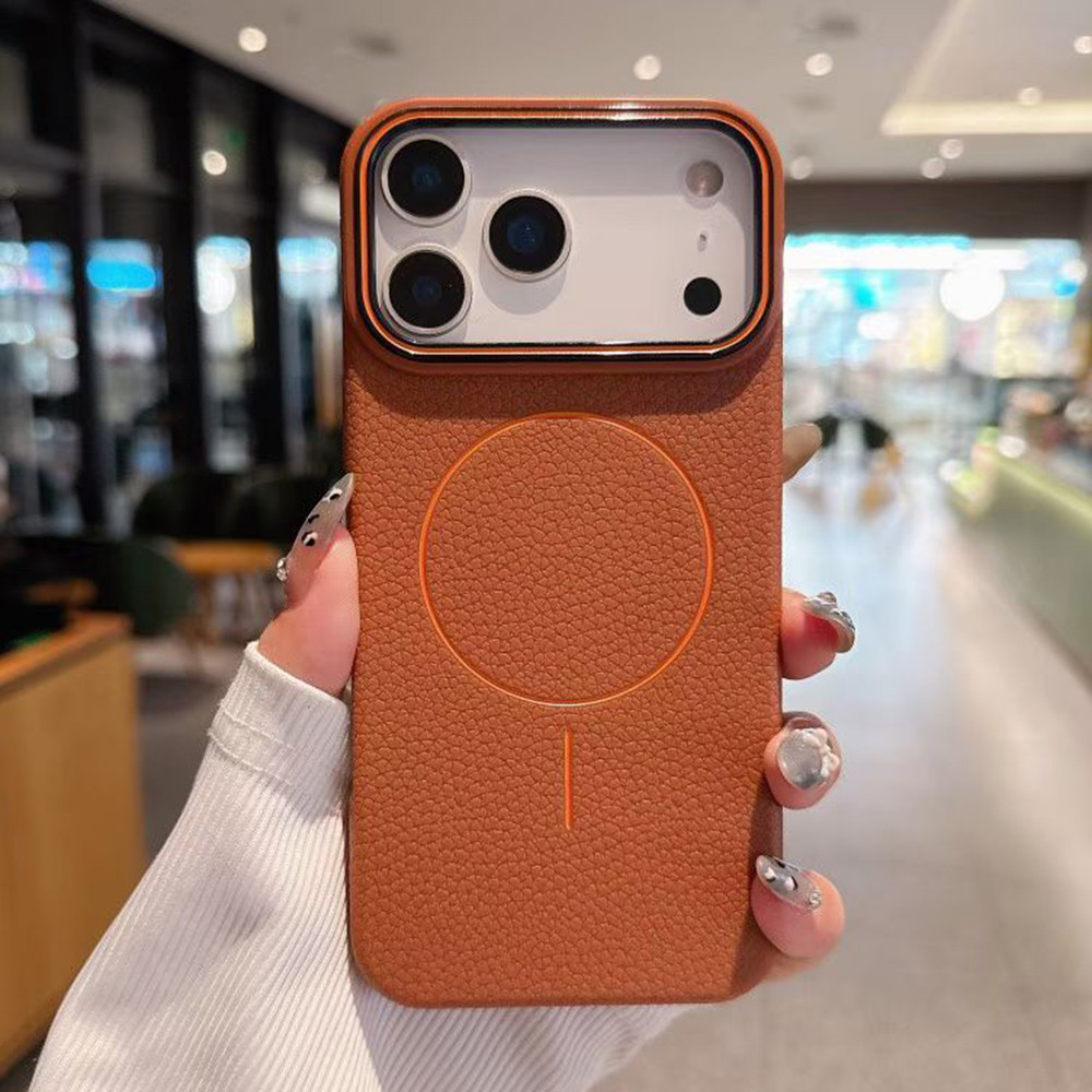 Ốp Điện Thoại Da Lychee Từ Tính Cho iPhone 17 Pro Max 17 Air 16 15 14 13 12 11 Vỏ Bảo Vệ Chống Sốc