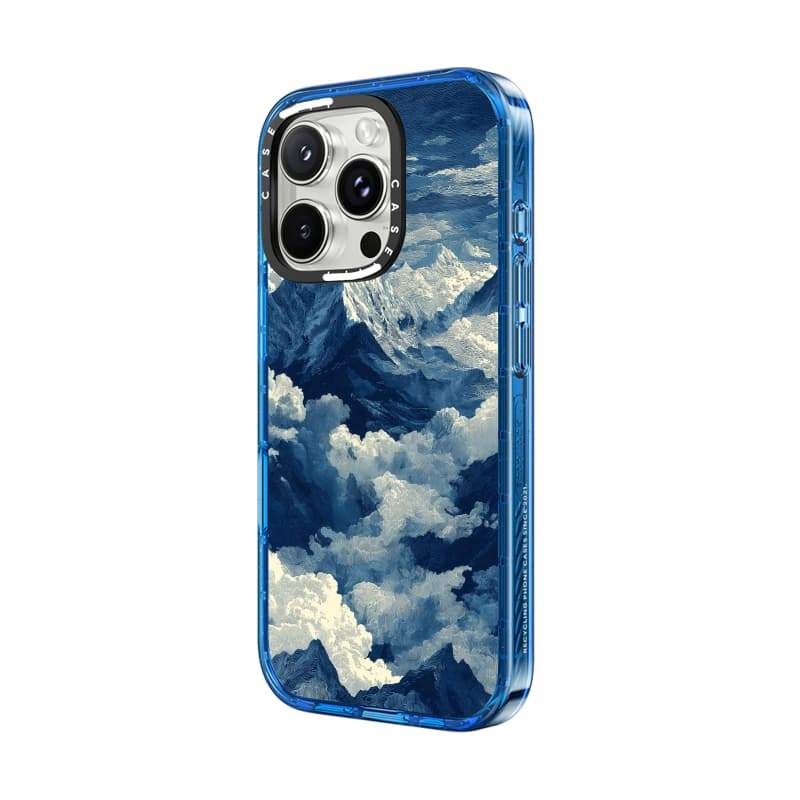 CASECASE X Minh Họa Bầu Trời Núi Tuyết Màu Xanh Trong Suốt Cứng Hút Từ Tính Tác Động Dành Cho Apple IPhone 12 13 14 15 16 17 Pro Max Air Plus Có Hộp