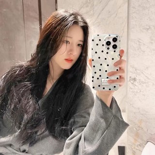 INS Korea Dot Casing + Dây buộc cho IPhone 16 11 15 14 13 12 Pro Max X Xr Xs Max 6 6s 7 8 Plus SE 2020 Ốp điện thoại Laser lông vũ chống sốc cứng IMD