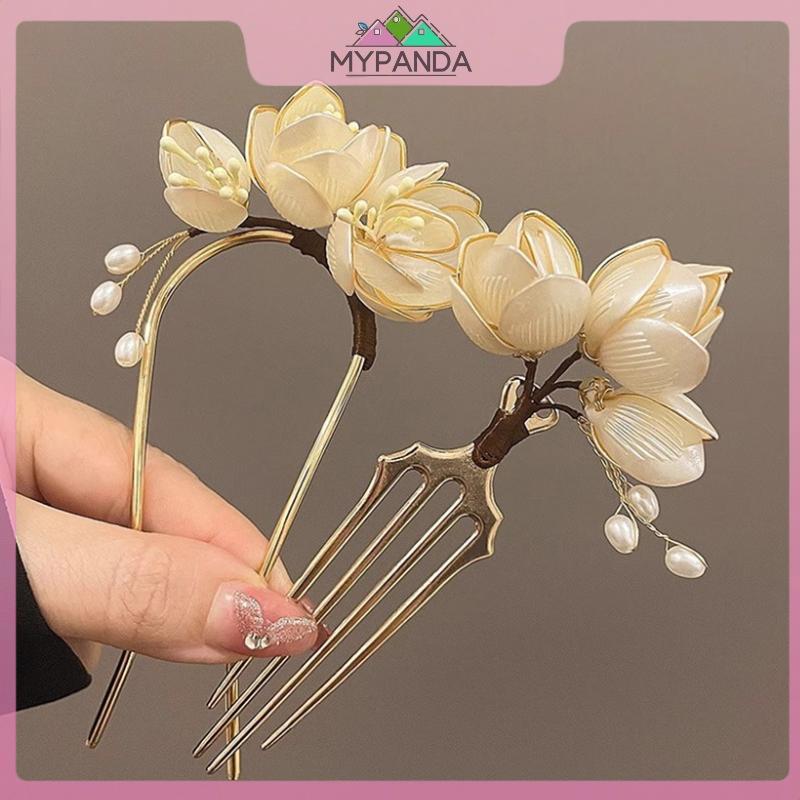MYPANDA - Kẹp tóc mộc lan hợp kim vintage, phụ kiện thời trang cho tóc