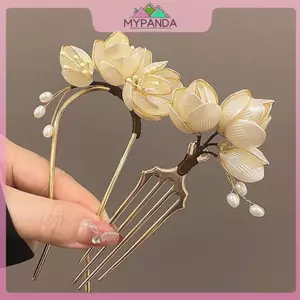 MYPANDA - Kẹp tóc mộc lan hợp kim vintage, phụ kiện thời trang cho tóc